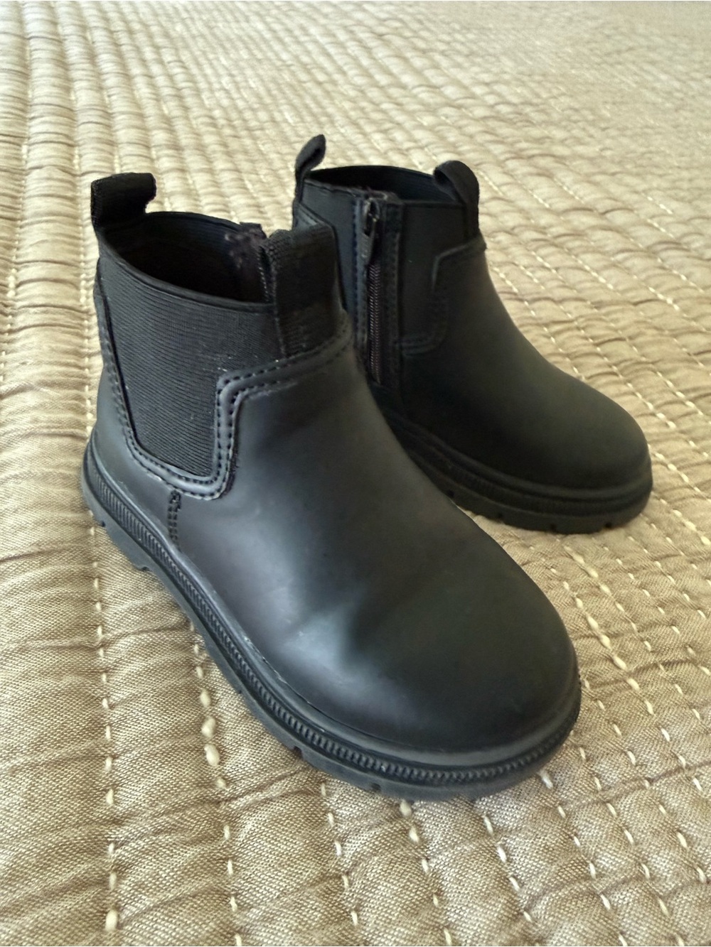 Toddler Black Chelsea Boot with Side Zipper